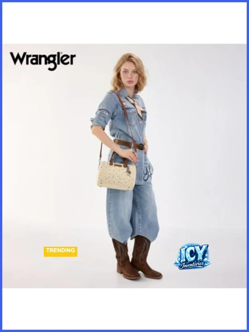 Denim Rhinestone Barrel Bag - Y2K Satchel Purse with Adjustable Crossbody Strap
